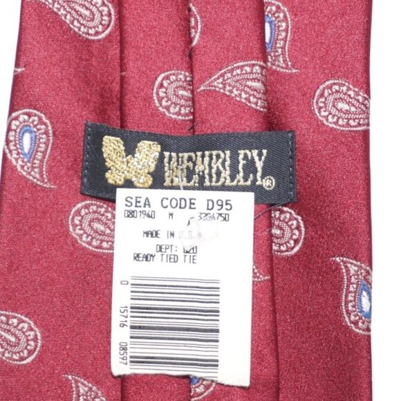 Wembley NWT Boys' Clip-On Red Paisley Tie - Picture 4 of 10
